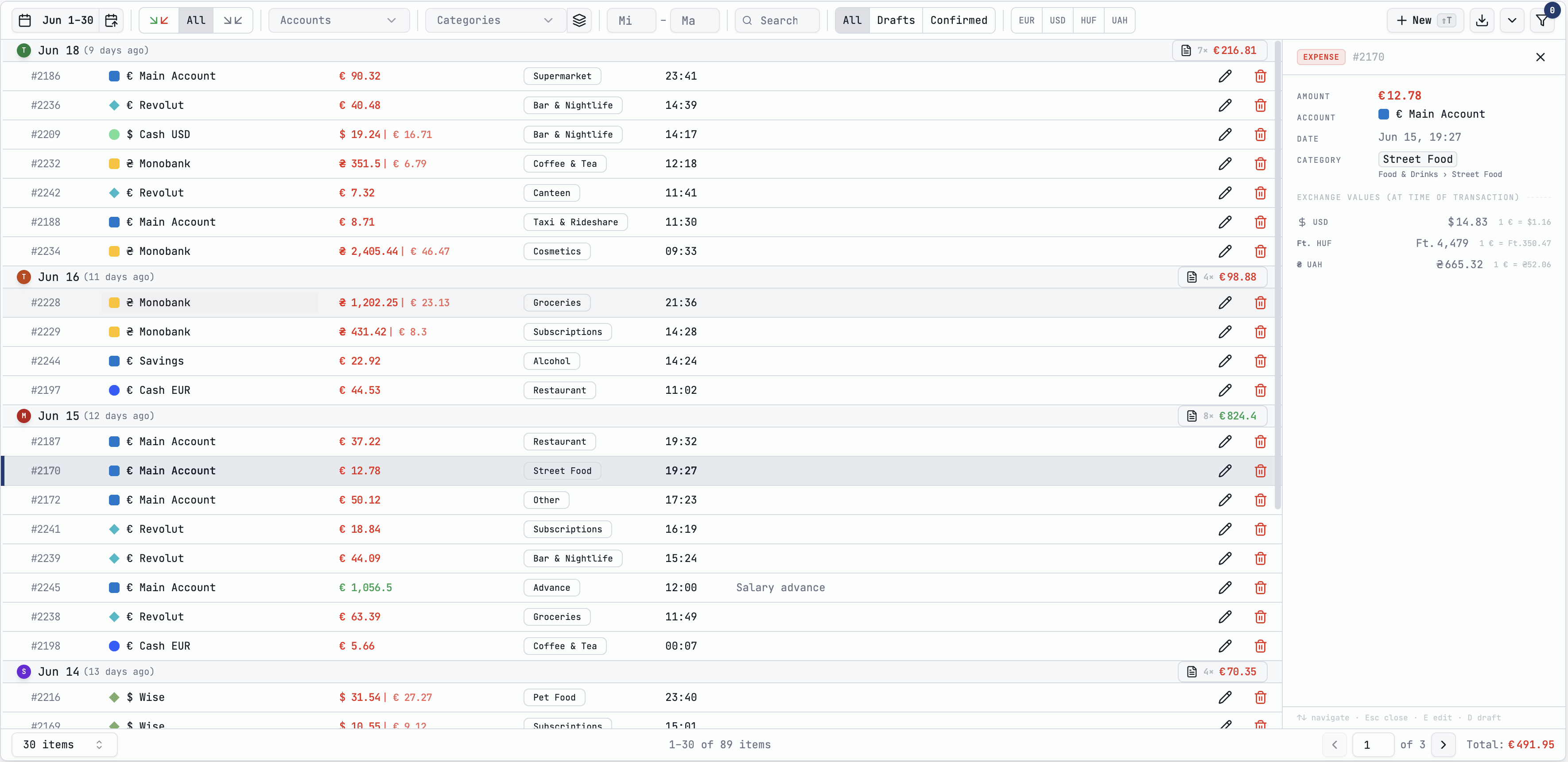 dasfas ledger screen